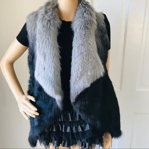 XS Love Token Ombre Rabbit Fur Jacket NWOT